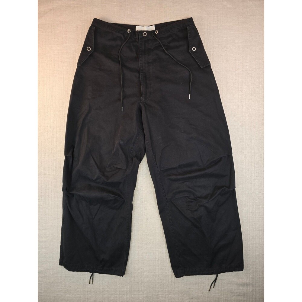 Dion Lee Black Wide Leg Utility Parachute Pants Grommet Detail